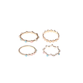 Set 4 Nhẫn Đính Đá Opal Nhiều Màu Sắc