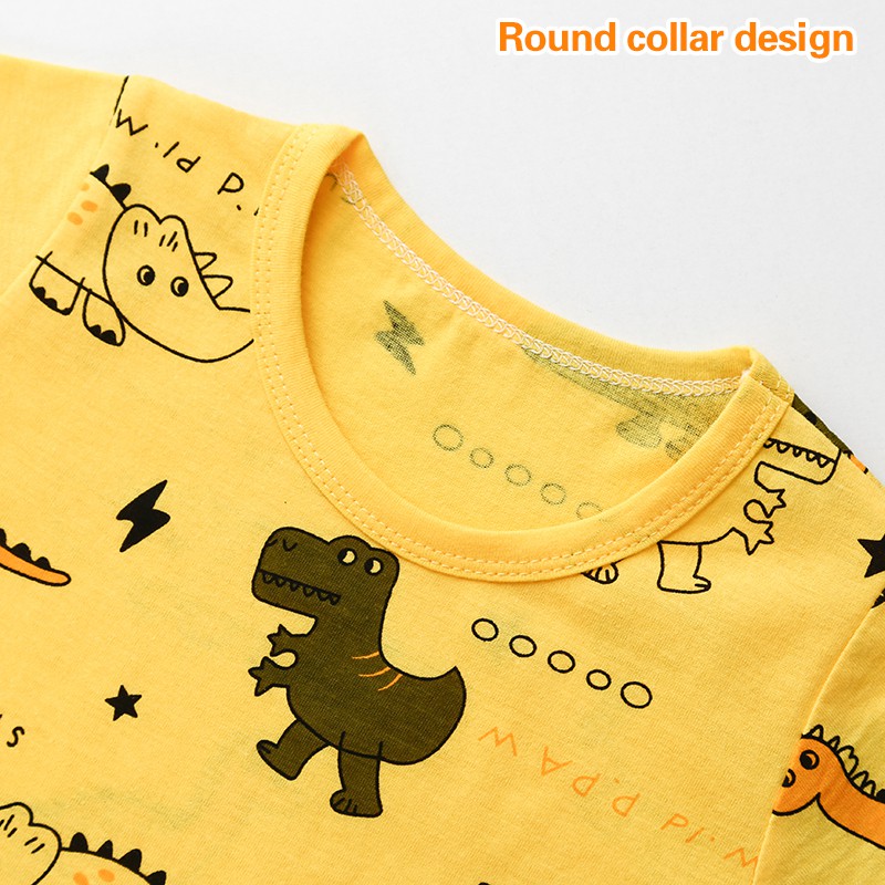 【TS】Kids Cute Cartoon Printed Cotton Short Sleeve T-shirt+Shorts Baby Boys Girls Clothing Set