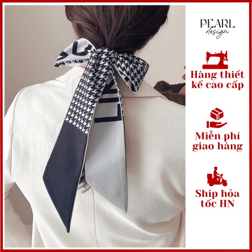 Khăn lụa băng đô buộc tóc phụ kiện với sơ mi cực xinh Pearl Design 082102