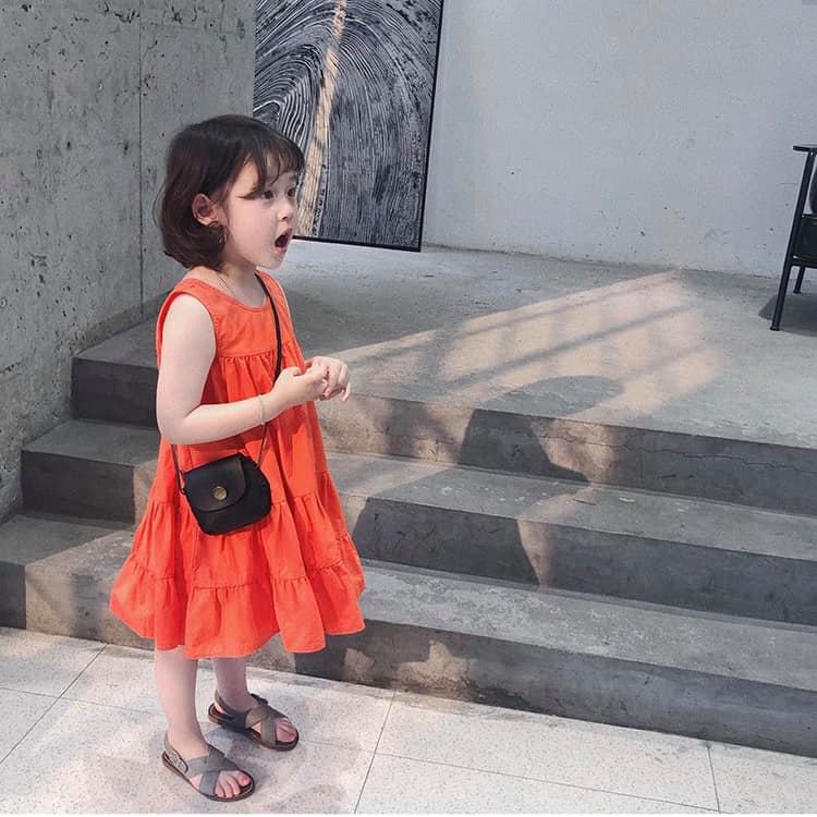 Váy xòe tầng 2 màu cam, xanh