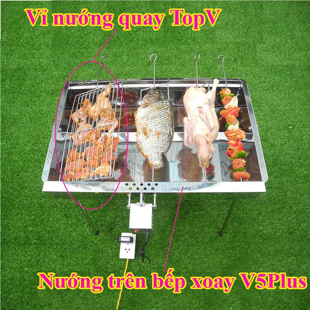 Vỉ nướng quay VX5+ inox, phù hợp bếp nướng TopV V5Plus, vỉ nướng thịt cao cấp không gỉ, an toàn sức khỏe [vỉ nướng điện]