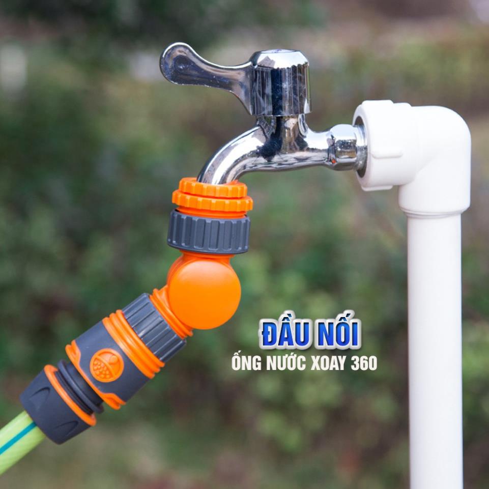 Đầu nối nhanh vòi nước cổ xoay 360 độ, ống nước mềm từ 14 hoặc 20mm dùng tưới cây hay rửa xe, lắp vòi rửa Minh House