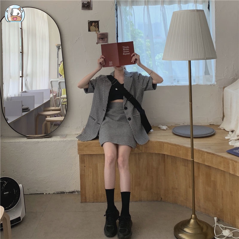 Bộ Áo Khoác Blazer Tay Ngắn + Chân Váy Thời Trang Mùa Hè 2022 Cho Nữ