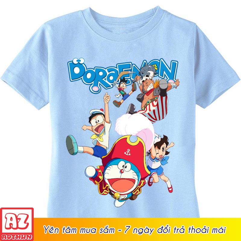 Áo thun Doremon trẻ em màu trắng đỏ cam xanh biển - Doraemon M2585