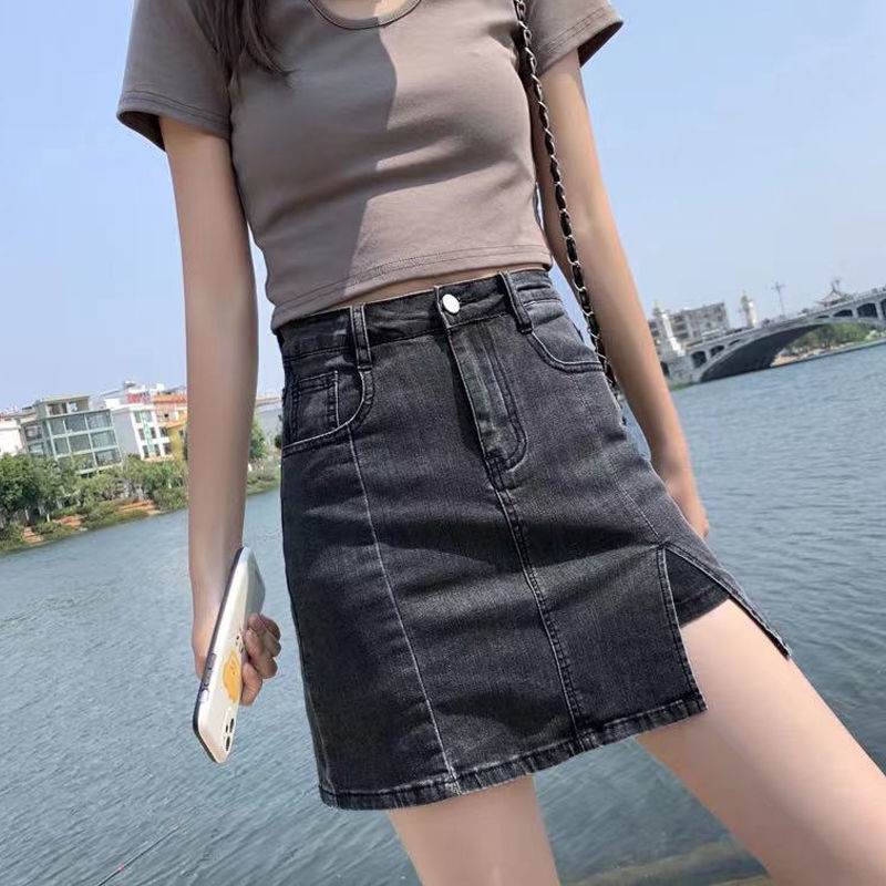 Chân váy jean Ngắn Lưng Cao Dáng Ôm Thời Trang Mùa Hè Hàng Mới 2022 Dành Cho Bạn Nữ