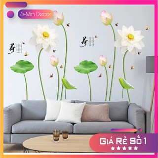Decal Dán Tường Đôi Hoa Sen Trằng Sang Trọng