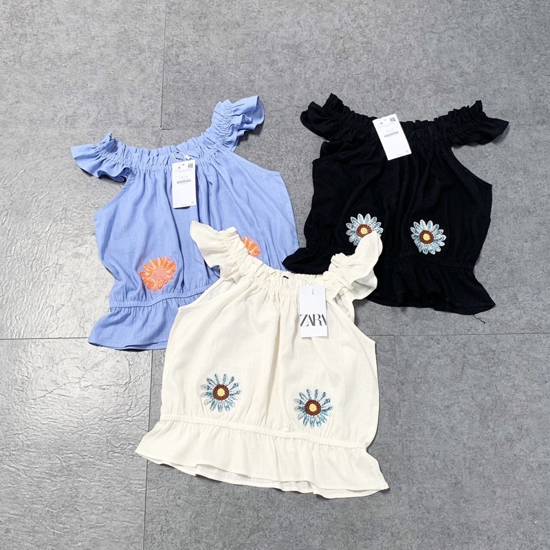 ✅Freeship✅Áo linen thêu hoa tay con,dáng peplum siêu xinh.Hình thật shop chụp