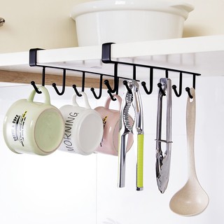Đa năng Thanh 6 móc treo cửa tủ nhà bếp Móc sắt treo đồ gắn kế tiện dụng