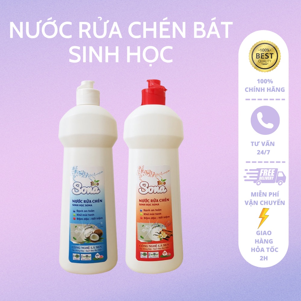 Nước Rửa Chén, Nước Rửa Bát Sona 800gr - Hương Quế/ Hương Dừa