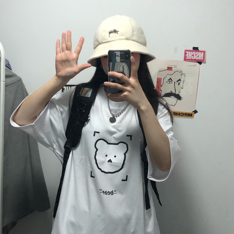 Áo Thun Tay Ngắn Dáng Rộng In Hình Gấu Dễ Thương Phong Cách Hàn Quốc Cho Nữ | BigBuy360 - bigbuy360.vn