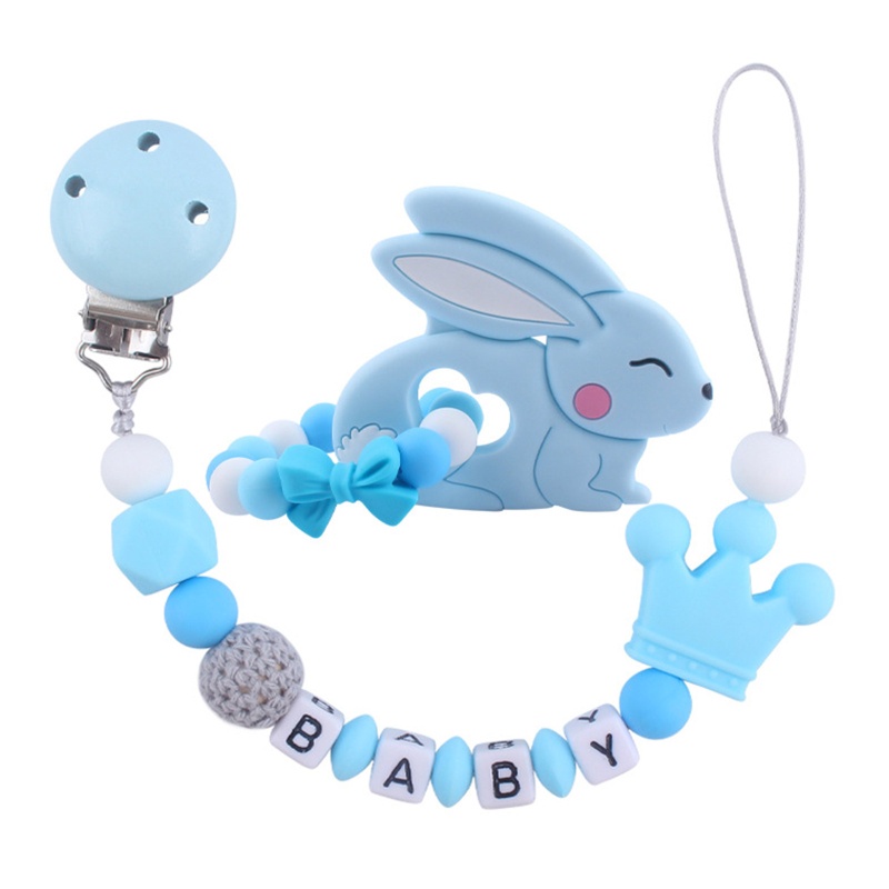 Đồ Chơi Ngậm Nướu Hình Thỏ Bằng Silicone Phối Chuỗi Hạt Xinh Xắn Dành Cho Bé