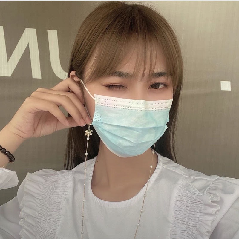 Dây Đeo Cổ Gắn Mắt Kính Chống Thất Lạc Hình Bông Tuyết Đính Ngọc Trai