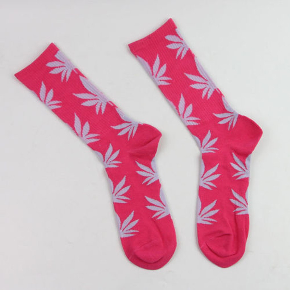 Tất cotton cổ cao họa tiết hình chiếc lá cho nam nữ