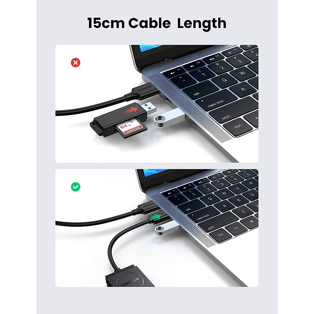 Đầu đọc thẻ USB 3.0 hỗ trợ SD/TF chính hãng Ugreen 20250 cao cấp