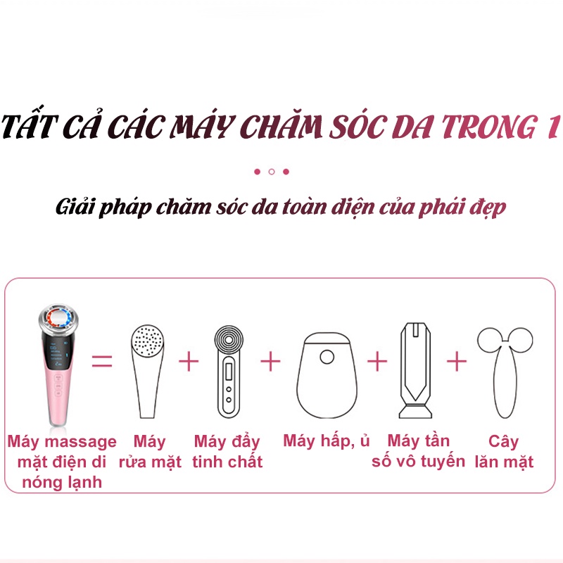 Máy massage mặt nóng lạnh ion, Máy đẩy sâu tinh chất điện di cao cấp Trẻ hóa da, giảm mụn Bảo Hành 6TH QStore