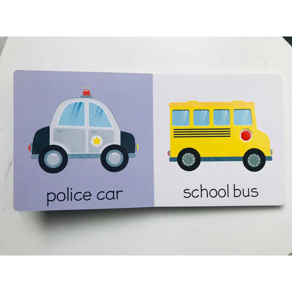 Sách: Touch & Feel Board Book Vehicles - Sờ và cảm nhận - Dạy bé về xe cộ