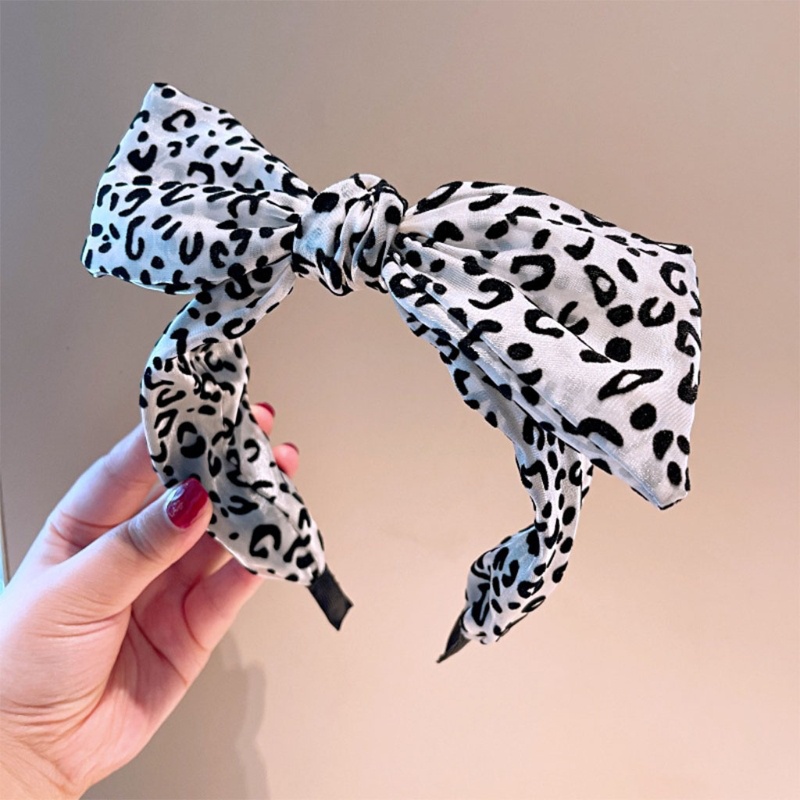 Băng Đô Cài Tóc Bản Lớn In Họa Tiết Da Báo Cổ Điển