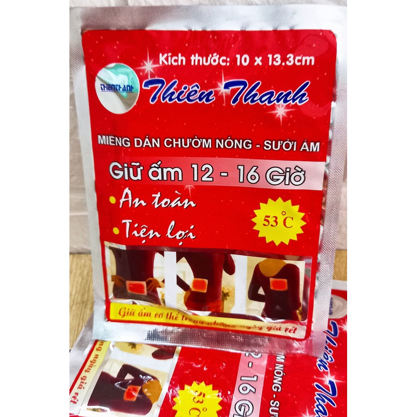 Miếng dán sưởi ấm,giữ nhiệt Thiên Thanh. Giúp giữ ấm,giảm đau do lạnh bụng,phụ nữ đến kì kinh và sau sinh.