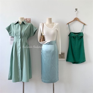 Đầm sơ mi nhún eo