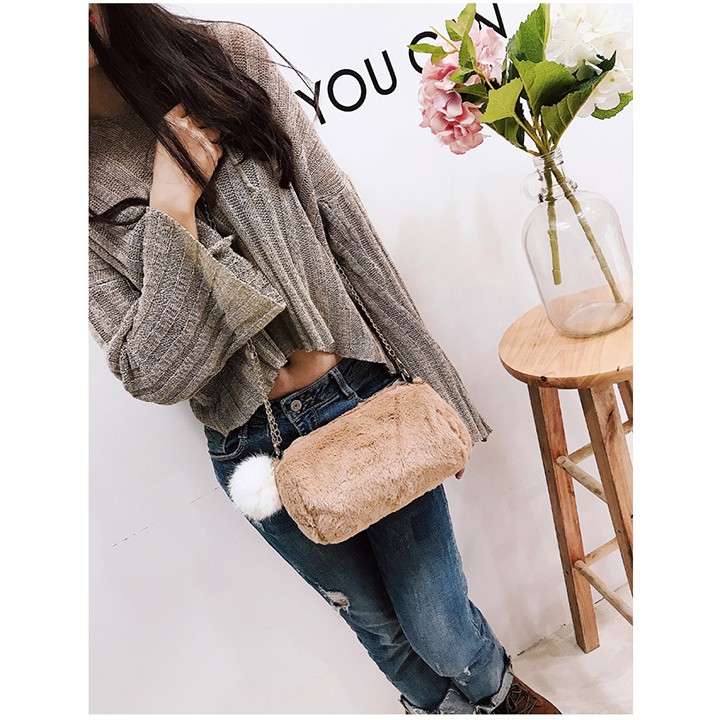 Túi đeo chéo Noel lông thú mềm mại cực xinh, 2 lớp lông ấm TXH127 | BigBuy360 - bigbuy360.vn