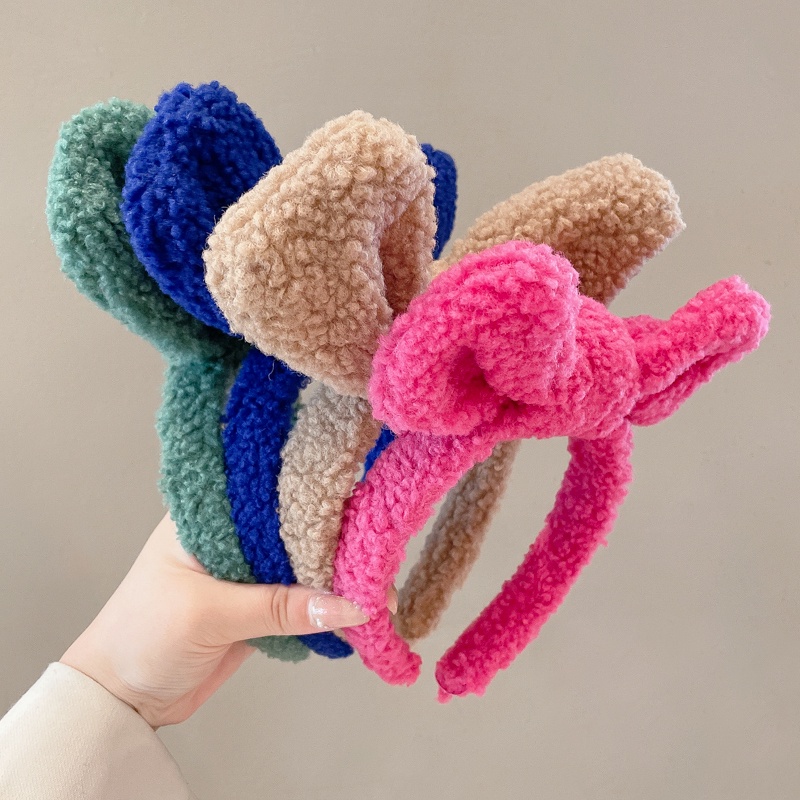 Băng Đô Cài Tóc Đính Nơ Bằng Lông Nhung Dễ Thương Xinh Xắn