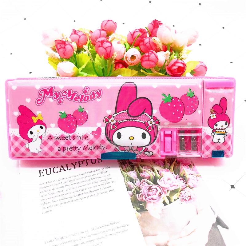 Hộp Đựng Bút Đa Năng Họa Tiết Hoạt Hình Kuromi Sanrio Cinnamoroll My Melody Hai Mặt Cho Học Sinh