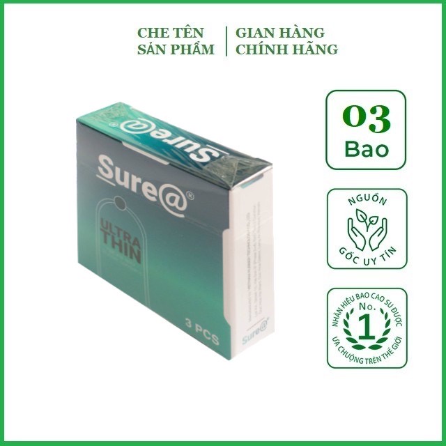 Bao cao su SURE ULTRA THIN siêu mỏng, nhiều gel bôi trơn, kéo dài thời gian yêu