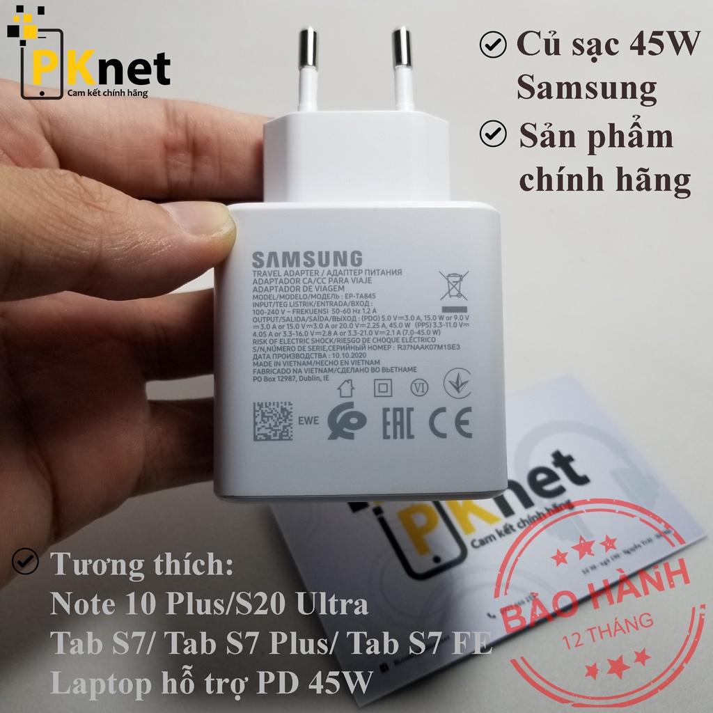 Củ Sạc 45W Note 10 Plus Chính Hãng Samsung [Bảo hành 6 tháng]