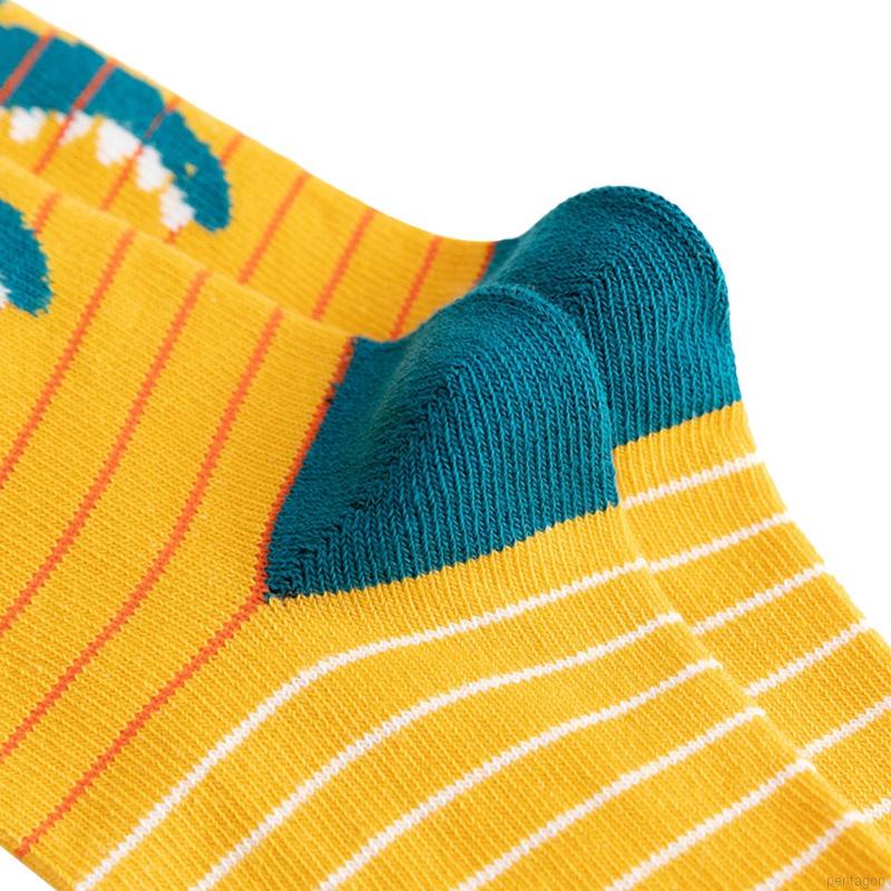 Set 5 đôi tất cotton mềm thoáng khí in hình khủng long hoạt hình cho bé trai từ 1-12 tuổi