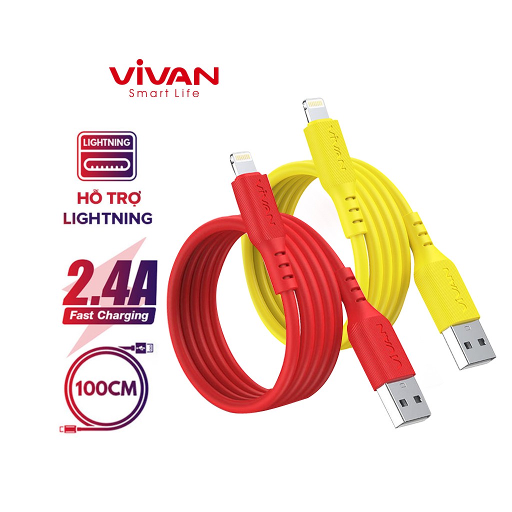 Cáp Sạc Nhanh Lightning VIVAN VSL100 2.4A Cho iPhone, iPad - BẢO HÀNH 12 THÁNG