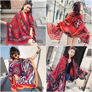 Khăn choàng linen thổ cẩm đi biển KCTH02