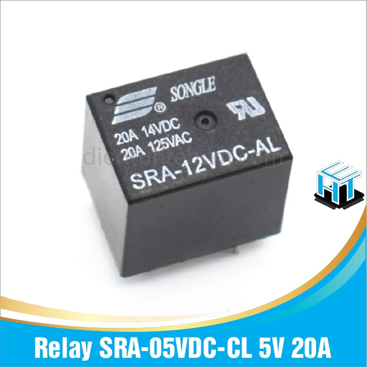 Relay SRA-05VDC-CL  5V 20A 5 chân và Relay SRA-05VDC-AL 5V 20A 4 chân