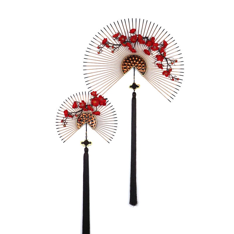 Quạt Sắt Treo Tường Trang Trí Phòng Khách / Cửa Ra Vào / Nhà Hàng Hình Hoa Mận Đỏ
