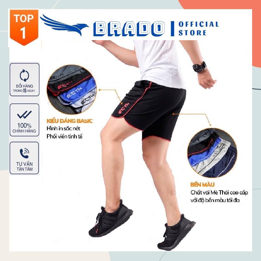 Quần short nam, quần đùi nam 𝐄𝐂𝐇𝐓 thể thao chạy bộ, tập gym chất thun lạnh co giãn 4 chiều