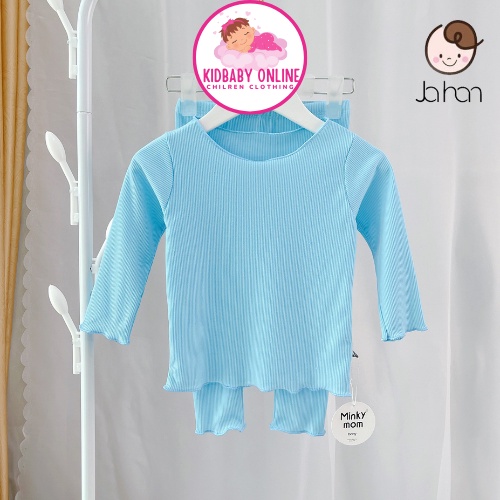 Bộ Đồ Dài Tay Bé Gái Minky Mom Vải Thun Gân Bèo Nhún Ngực, Đồ Bộ Cho Bé Gái Mặc Nhà Thu Đông Kidbabyonline K141
