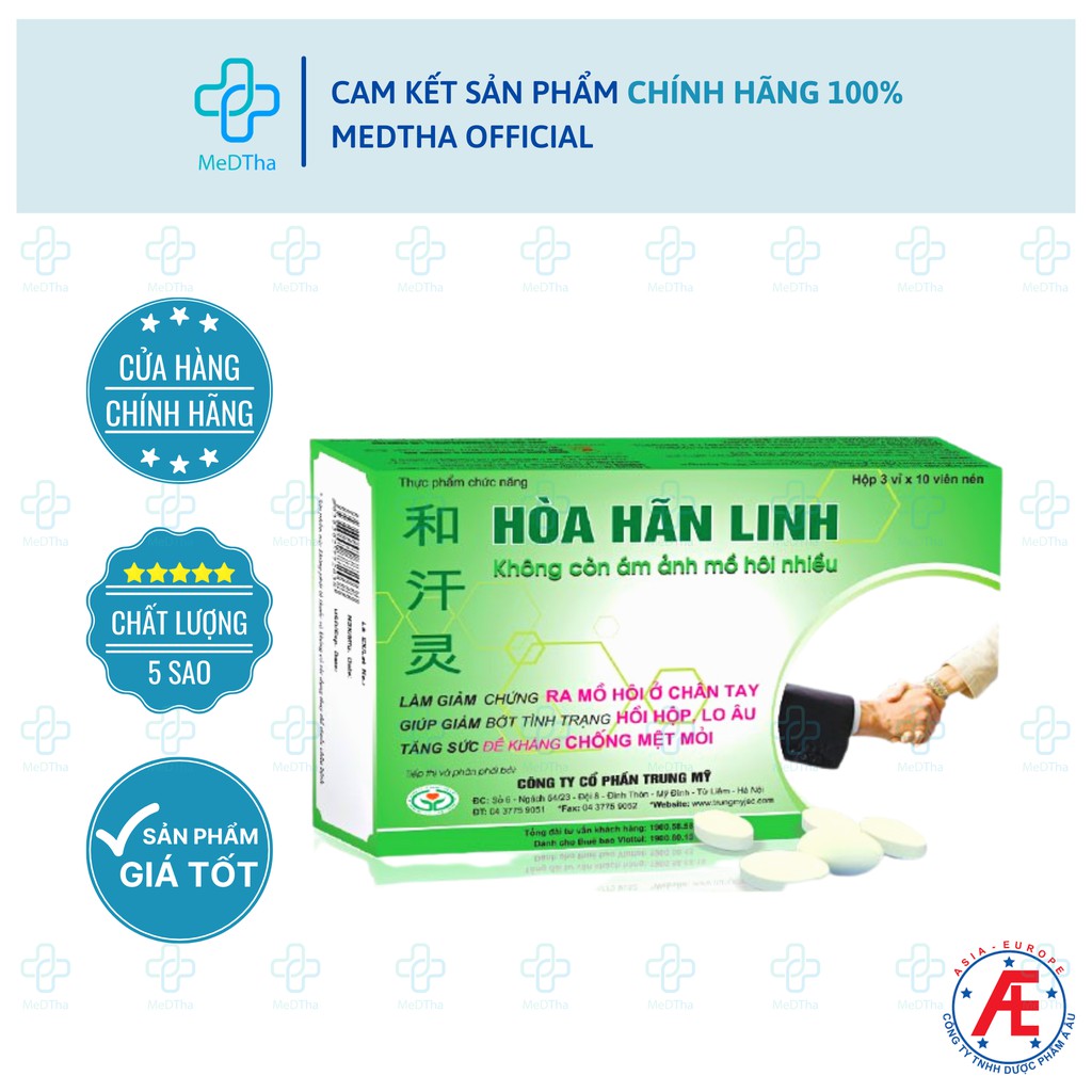 Hòa Hãn Linh - Hỗ trợ Giảm Mồ Hôi Tay chân, Hồi Hộp, Lo Âu, Tăng Sức Đề Kháng, Chống Mệt Mỏi (Hộp 30 viên) [Chính Hãng]