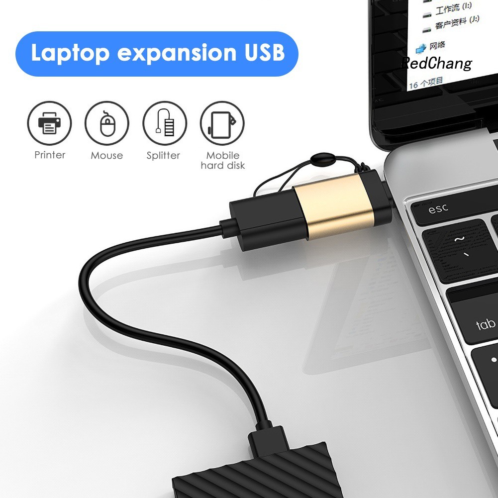 Đầu chuyển đổi cổng cắm USB 3.0 sang giắc cắm Type-C OTG đồng bộ hóa dữ liệu cho laptop