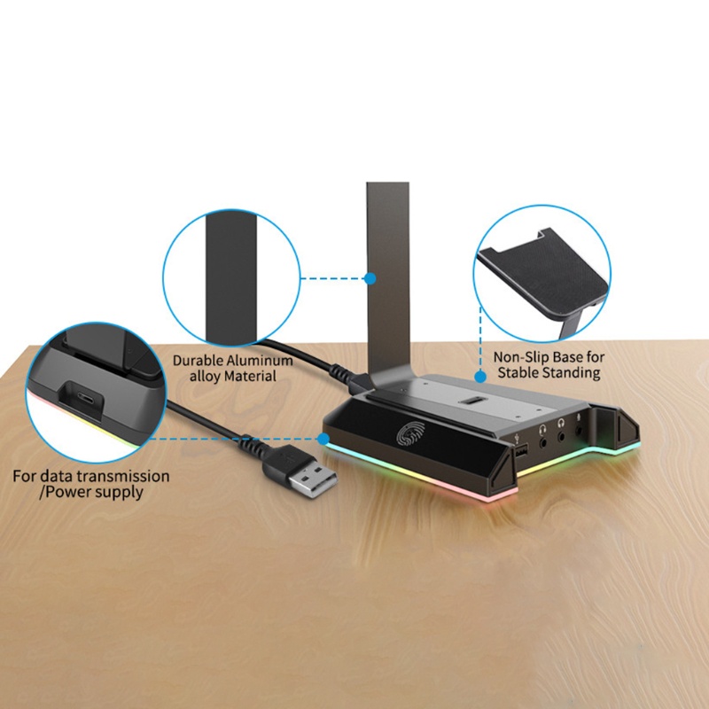 Giá Đỡ Tai Nghe Để Bàn Màu Đen Trơn Tiết Kiệm Không Gian