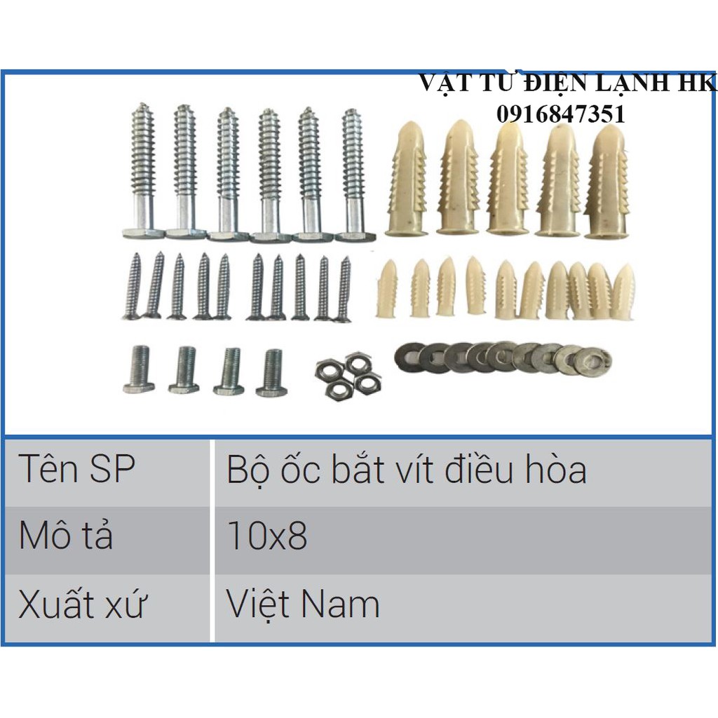 1 Túi Trọn bộ Bu lông Vít nở lắp đặt Điều Hòa Máy Lạnh Treo tường