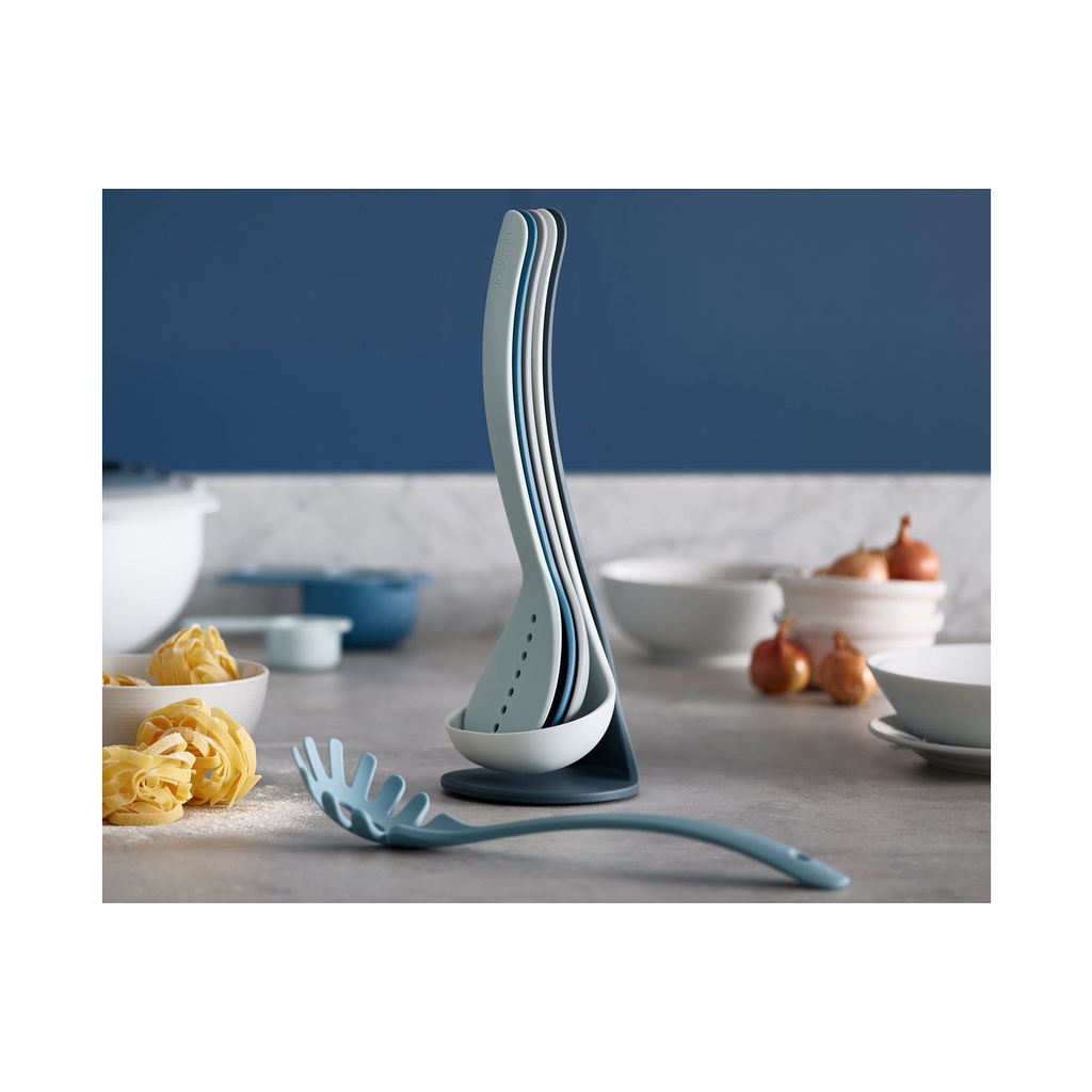 Bộ dụng cụ nấu ăn 5 món kèm giá đỡ Joseph Joseph 10526 Editions Nest màu xanh blue