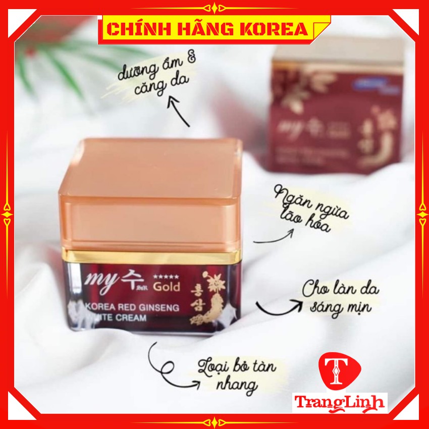 Kem hồng sâm dưỡng trắng da My Gold hàn quốc, hộp 50gr - Kem sâm My Gold tổng hợp - tranglinhkorea