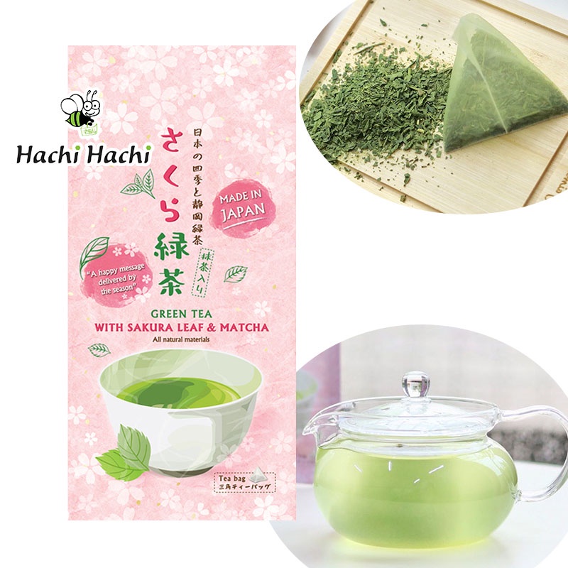 [Trà túi lọc] Trà xanh Sakura Matcha Nhật Bản 24g (3g x 8 gói) Hachi Hachi Japan Shop