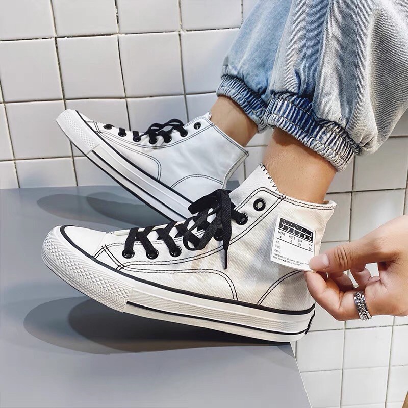 Giày thể thao nữ cao cổ chất vải dáng basic cá tính năng động trẻ trung hot trend | BigBuy360 - bigbuy360.vn