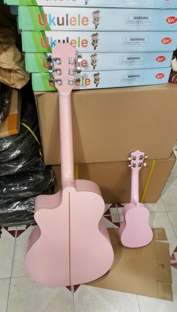 Đàn guitar acoustic gỗ hồng đào màu hồng nhạt