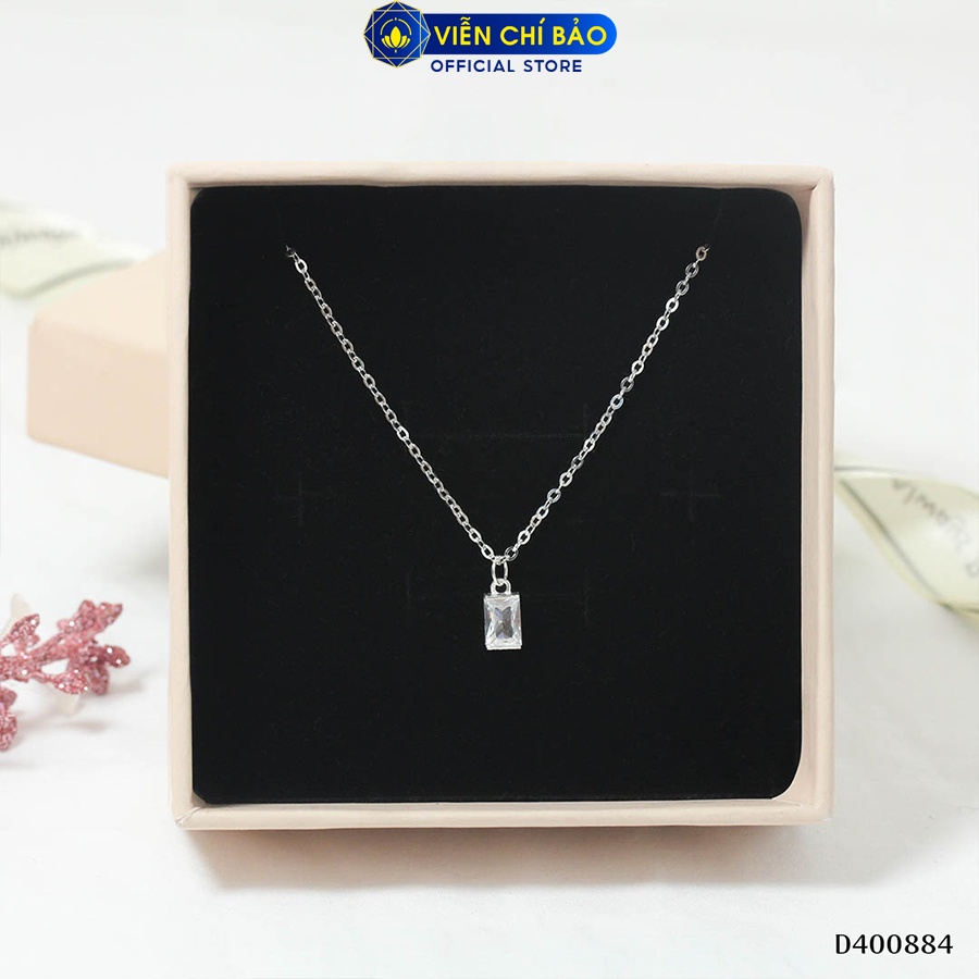 Day chuyền bạc nữ mặt đá trắng chất liệu bạc 925 thời trang phụ kiện trang sức Viễn Chí Bảo D400884