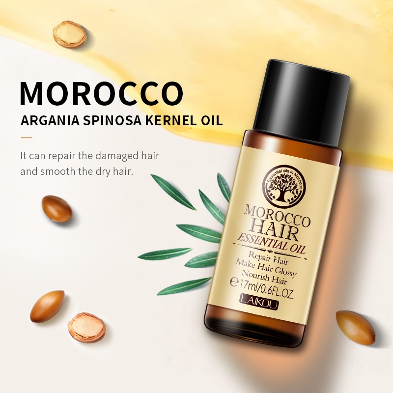 Tinh dầu dưỡng tóc LAIKOU argan ma rốc phục hồi tóc thẳng và xoăn hiệu quả