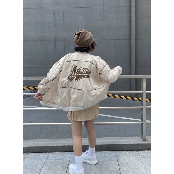 BOMBER DVEN form rộng Ulzang màu ĐEN/BE /JAYSTOREE2❤️ Áo Jacket form rộng