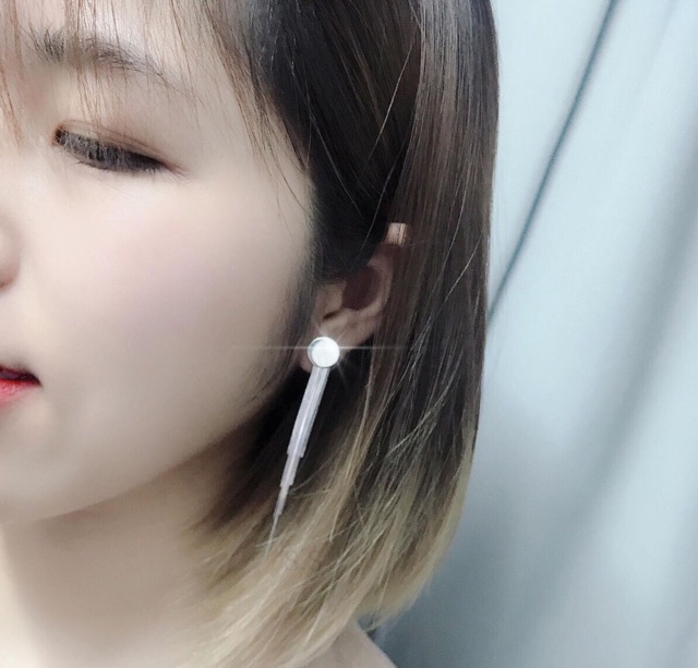 khuyên tai tròn trơn tim đá thả mỳ HD