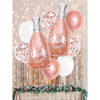 Bộ bong bóng bay chai màu hồng Rosegold hla23