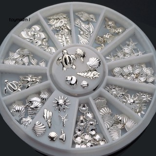 Set 120 phụ kiện trang trí móng tay nghệ thuật màu bạc họa tiết vỏ sò/ốc